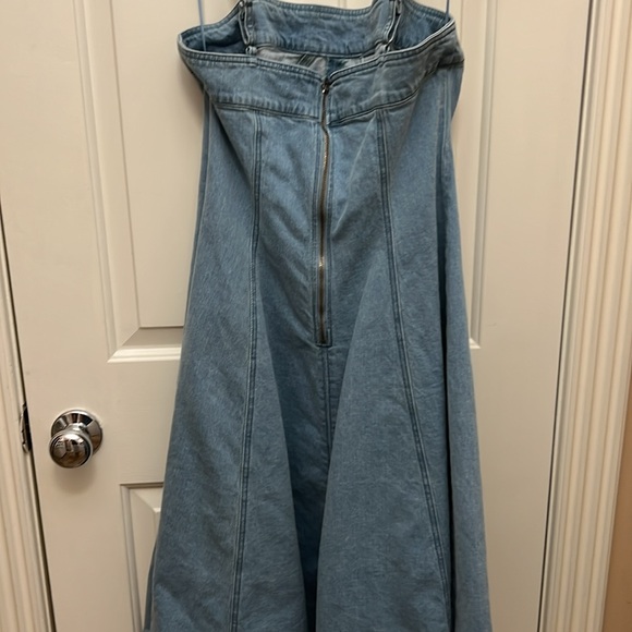 PILCRO SQUARE-NECK SEAMED CHAMBRAY MIDI DRESS Isabel wash - Picture 8 of 12